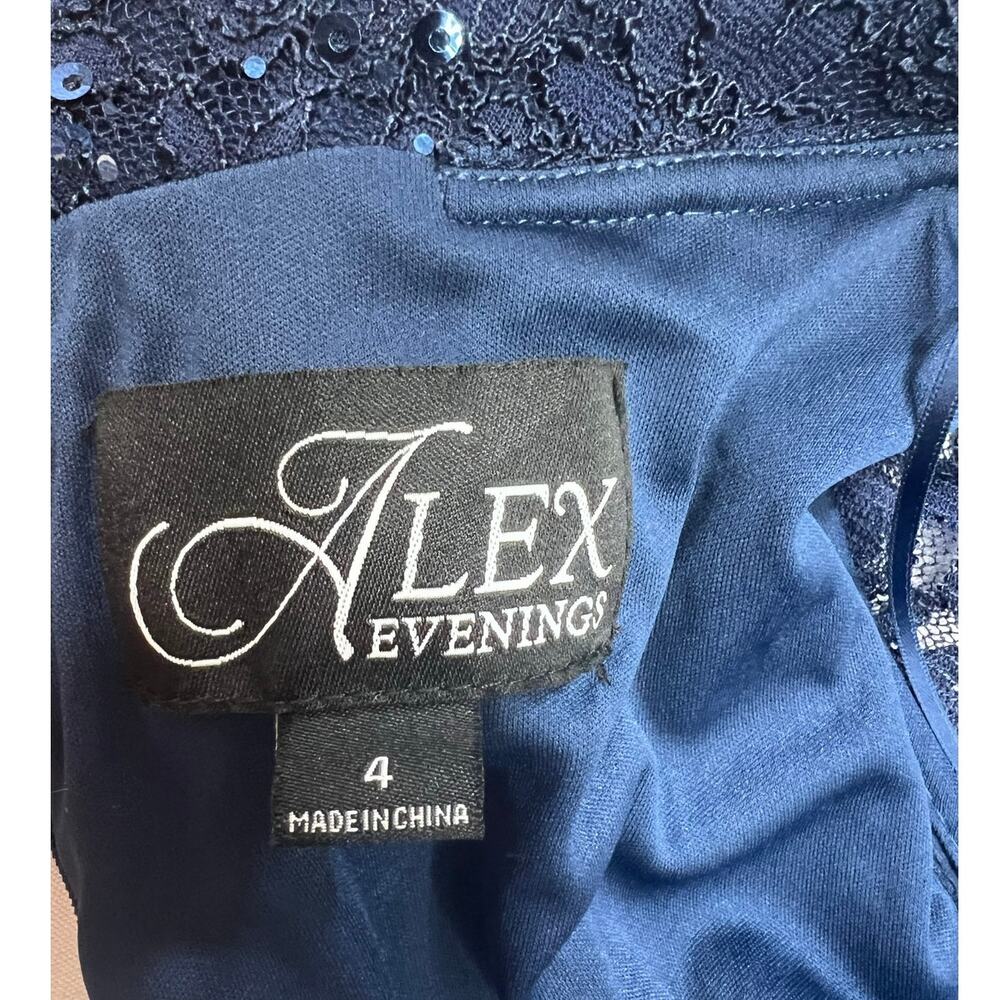 Alex Evenings Navy Sequin Lace Portrait Collar Mother of Bride Gown 4 NWT $189 - Picture 11 of 13